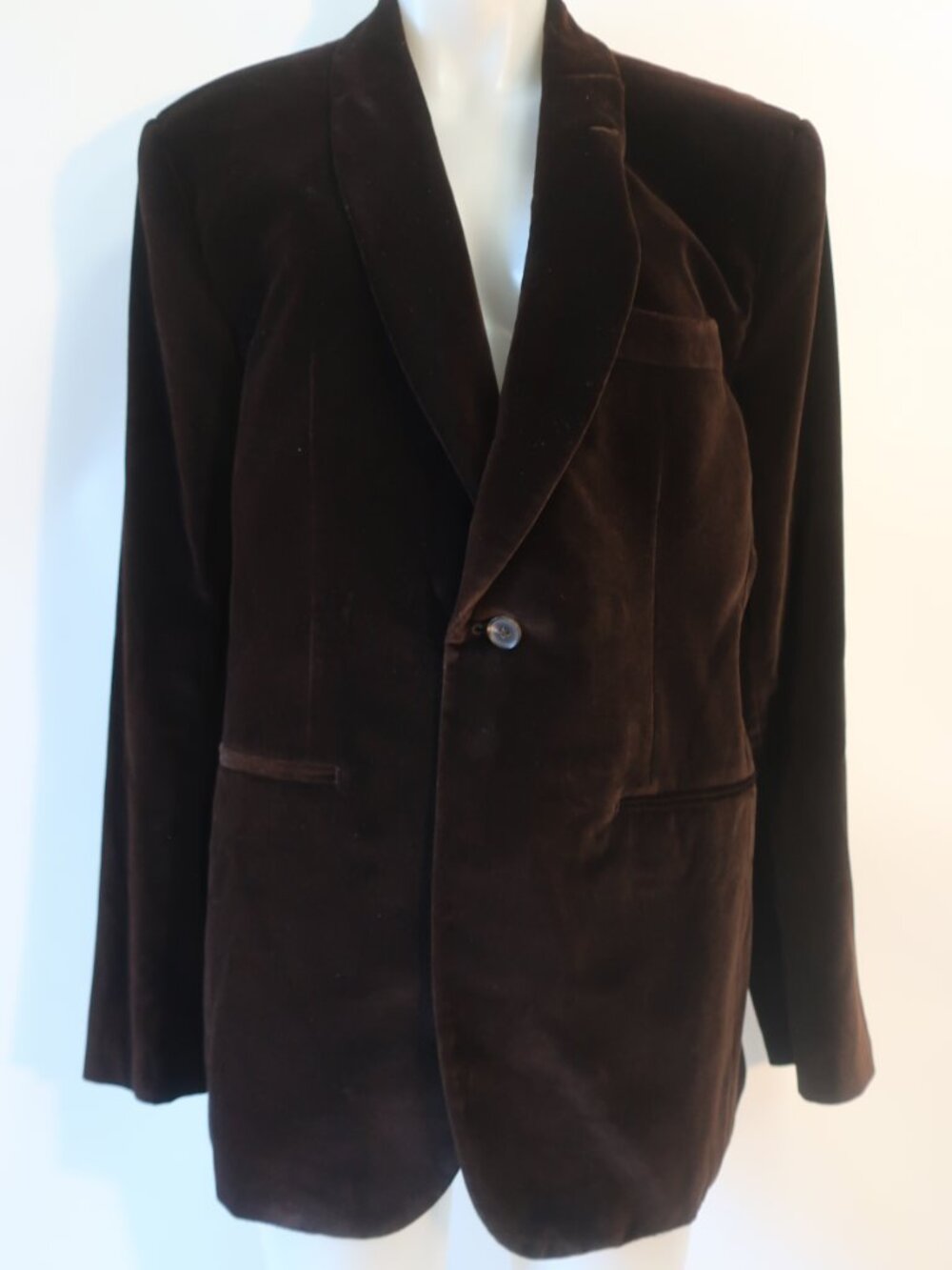 Mens Holland & Sherry Sayville Michael Andrews Brown Velvet Smoking Jacket L
